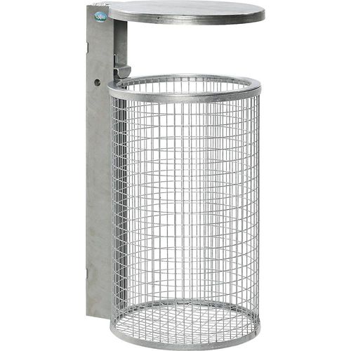 VAR Drahtgitter-Abfallkorb mit Dach, Volumen 50 l, feuerverzinkt