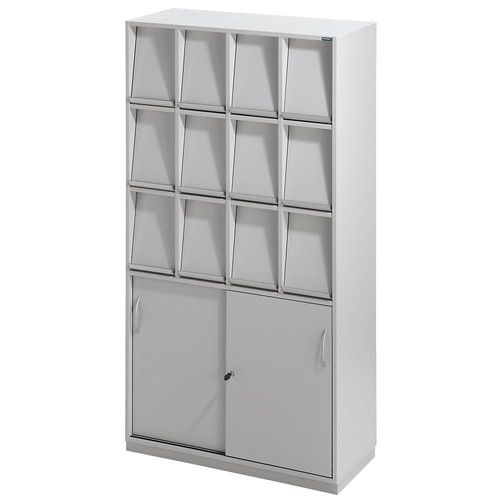 eurokraft pro Klappenschrank, mit 12 Klappen und Schiebetürschrank, HxBxT 1864 x 1000 x 420 mm Image