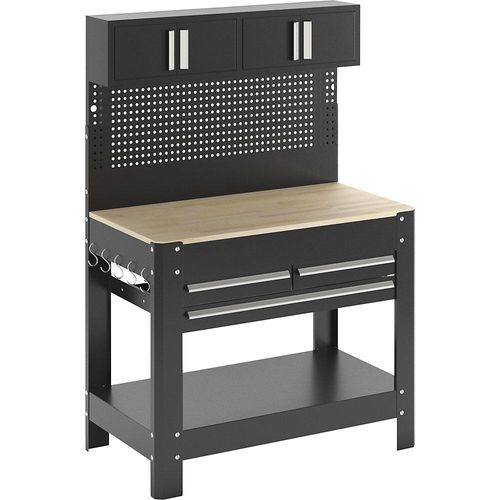 Werkbank mit Lochrückwand, 3 Schubladen, 2 Schränke, Breite 1140 mm kaiserkraft