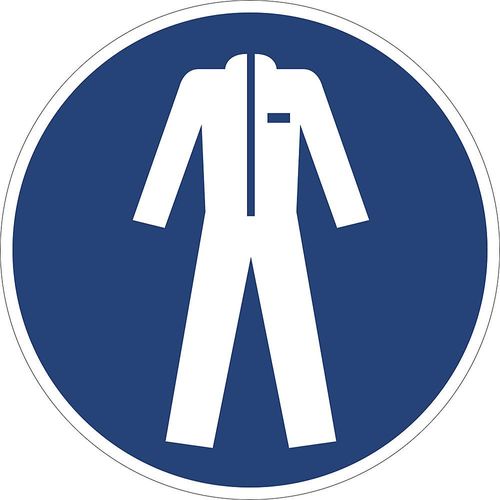 Gebotskennzeichen, Schutzkleidung benutzen, VE 10 Stk, Folie, Ø 200 mm kaiserkraft