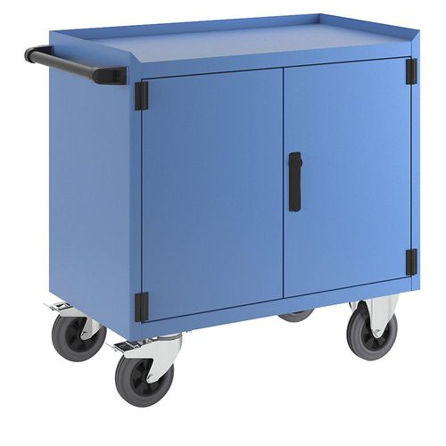 eurokraft pro Schrankwagen KOMPAKT, obere Ladefläche mit 3-seitiger Umrandung, einfarbig lichtblau