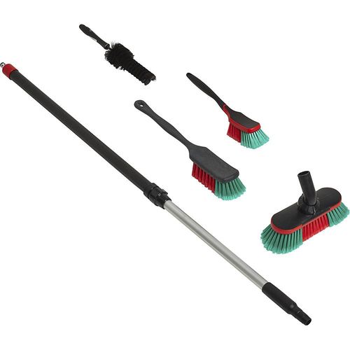 Vikan Autobürstenset, 4 Bürsten und 1 Teleskopstiel, schwarz