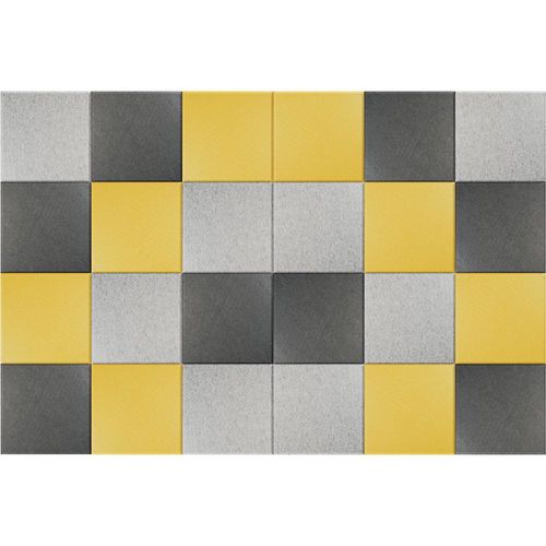 eurokraft basic Akustik-Wandfliese, HxB 300 x 300 mm, je 8 x gelb, hellgrau, dunkelgrau, VE 24 Stk