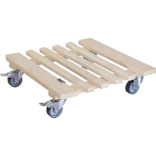 Wagner Pflanzenroller Holz PIANO, Tragfähigkeit 200 kg, LxB 380 x 380 mm, natur
