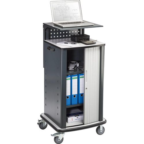 eurokraft basic Laptop- und Gerätewagen, mit Rollladen, anthrazitgrau RAL 7016