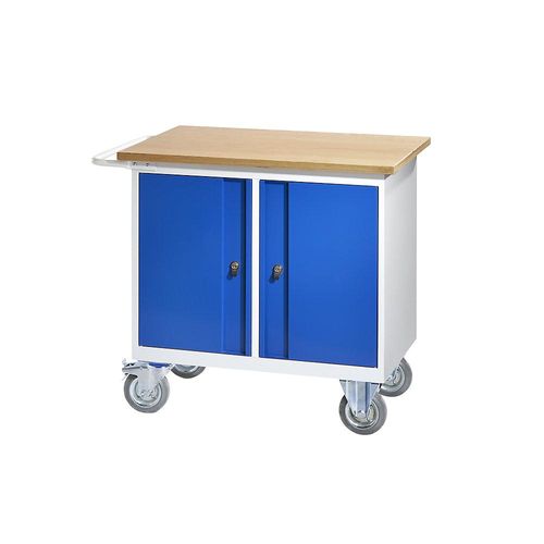 eurokraft pro Kompaktwerkbank, fahrbar, mit 2 Türen, BxT 950 x 590 mm
