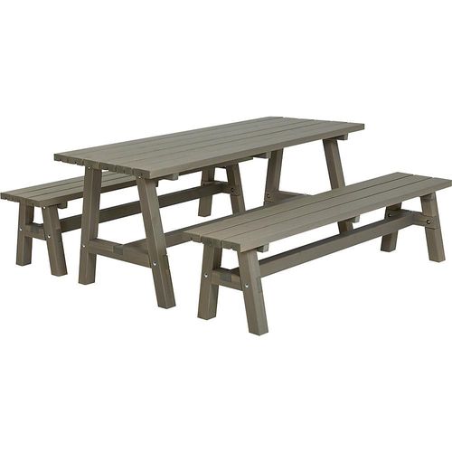 Sitzgarnitur mit Tisch und 2 Bänke, Nadelholz, graubraun kaiserkraft
