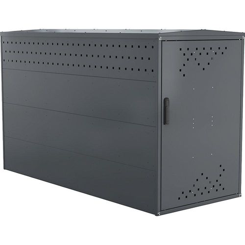 WSM Fahrradbox, Grundelement mit 1 Giebeldach, blau / grau