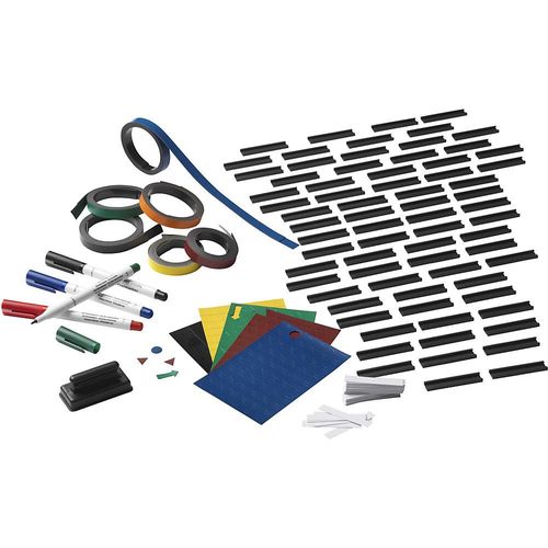 eurokraft basic Zubehörset, für Tafelbreite 1200 mm, Marker, Magnete, Etiketten, Wischer Image