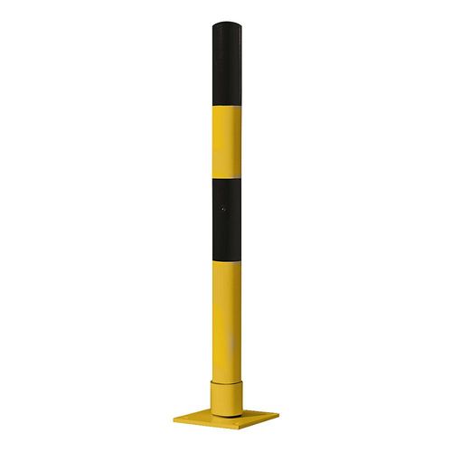 Moravia Absperrpfosten aus Stahlrohr, flexibel, Ø 76 mm, zum Einbetonieren, schwarz / gelb