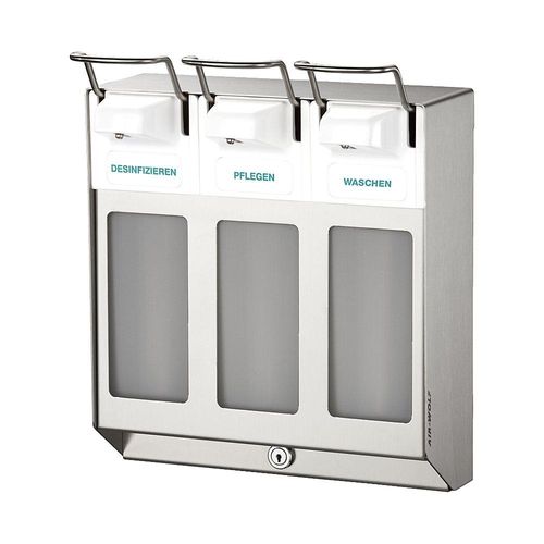 AIR-WOLF Reihenspender, mit 3 Spendern à 1000 ml, Edelstahl