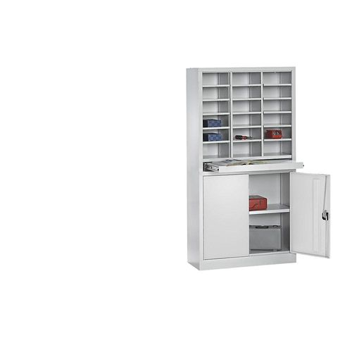 Pavoy Ordnungs- und Sortierstation, mit Flügeltürschrank, lichtgrau / lichtgrau