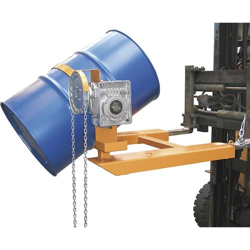 eurokraft pro Fasskipper, für Staplerbetrieb, mit Endloskette, lackiert gelborange