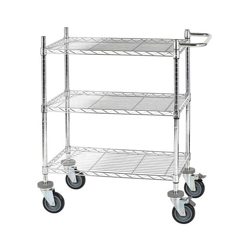 Drahtgitter-Tischwagen, verchromt, mit 3 Etagen, LxBxH 760 x 460 x 1025 mm kaiserkraft