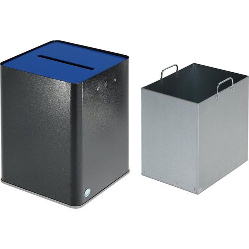 VAR Datenschutz Papiersammler, 43 l, DSGVO-konform, antik-silber / blau