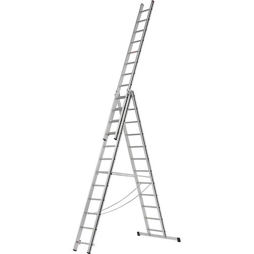 HYMER Alu-Mehrzweckleiter, Einsteigermodell, 3 x 12 Sprossen, max. Arbeitshöhe 8,71 m