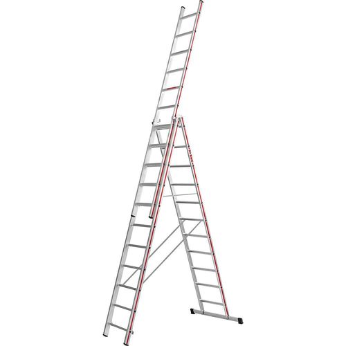 HYMER Alu-Mehrzweckleiter, Profi-Ausführung, 3 x 11 Sprossen, max. Arbeitshöhe 8,49 m
