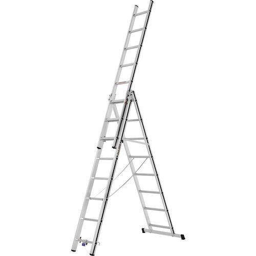 HYMER Alu-Mehrzweckleiter, Einsteigermodell, 3 x 8 Sprossen, max. Arbeitshöhe 5,96 m