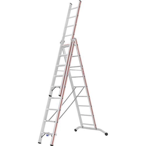 HYMER Alu-Mehrzweckleiter, Industrieausführung, 3 x 9 Sprossen, max. Arbeitshöhe 7,45 m