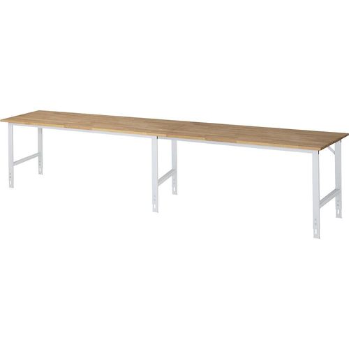 RAU Arbeitstisch, höhenverstellbar, Gestell 60 x 30 mm, Buchenplatte massiv, BxT 4000 x 800 mm, lichtgrau