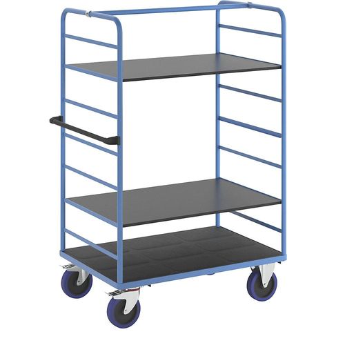 eurokraft pro Etagenwagen, 2 Seitenwände, Ladeflächen-LxB 1175 x 800 mm, 3 Etagen, Vollelastik Image