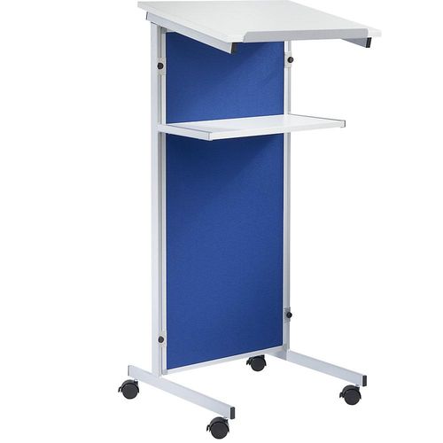 Rednerpult, 2 Ablagen, Front aus Stoff, blau kaiserkraft