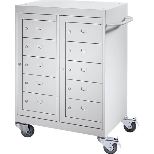 Laptop-Wagen, 10 Fächer, lichtgrau kaiserkraft