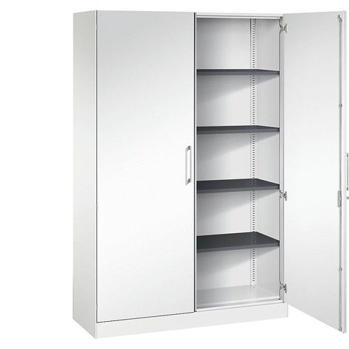 C+P Flügeltürenschrank ASISTO, Höhe 1980 mm, Breite 1200 mm, 4 Fachböden, verkehrsweiß/verkehrsweiß