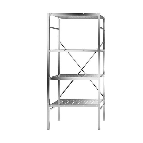 Edelstahl-Steckregal, 4 gelochte Fachböden, Fachbodenbreite x Tiefe 740 x 540 mm, Grundregal kaiserkraft