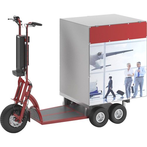Elektro Transportroller XXL PRO, 5 Räder, mit Box, rot kaiserkraft