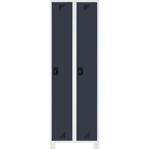 eurokraft pro Spind Bremen, 2 Abteile, lichtgrau / anthrazitgrau, Breite 600 mm