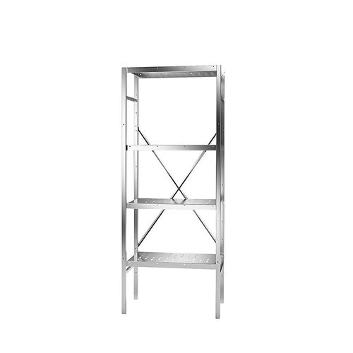 Edelstahl-Steckregal, 4 gelochte Fachböden, Fachbodenbreite x Tiefe 640 x 440 mm, Grundregal kaiserkraft