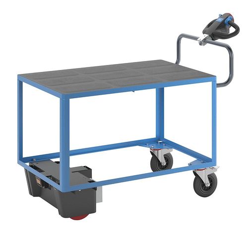 eurokraft pro Montagewagen mit Elektroantrieb, 1 Etage aus Kunststoff, LxBxH 1670 x 800 x 1300 mm, blau
