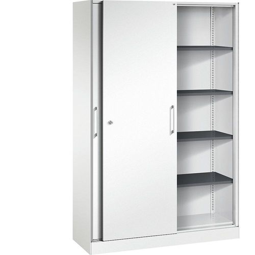 C+P Schiebetürenschrank ASISTO, Höhe 1980 mm, Breite 1200 mm, verkehrsweiß/verkehrsweiß