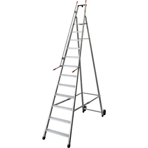 Mobile Lager- und Regalleiter, mit 2 Handläufen und Rollen, 12 Stufen inkl. Plattform kaiserkraft