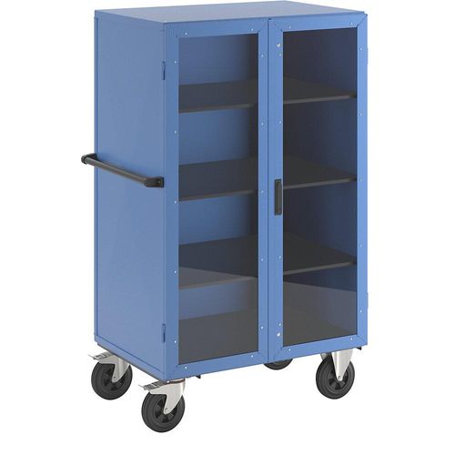 eurokraft pro Schrankwagen, Flügeltüren aus Makrolon®, mit 3 Etagenböden