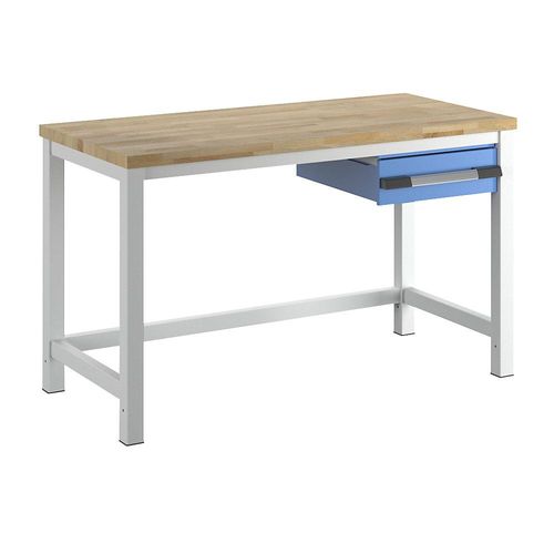 eurokraft pro Werkbank, Gestellbauweise Serie 8000, 1 Schublade 150 mm, BxT 1500 x 700 mm