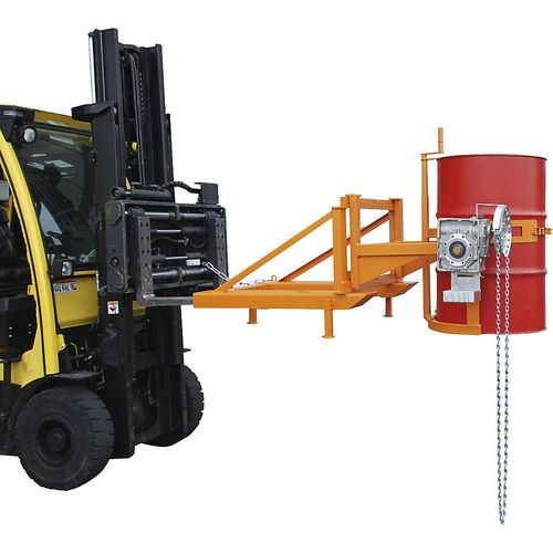 eurokraft pro Fasskipper, mit Drehvorrichtung und Endloskette, gelborange