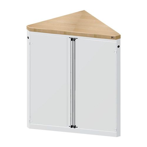 ANKE Schrank für Material- und Werkzeugausgabetheke, 2 Türen, 2 Fachböden, dreieckig, grau