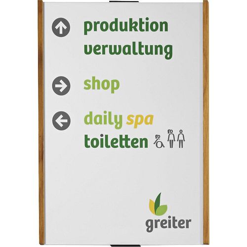 Wegweiser Alu-Holz-Serie, DIN A3 hoch, HxB 420 x 306 mm, Eiche kaiserkraft