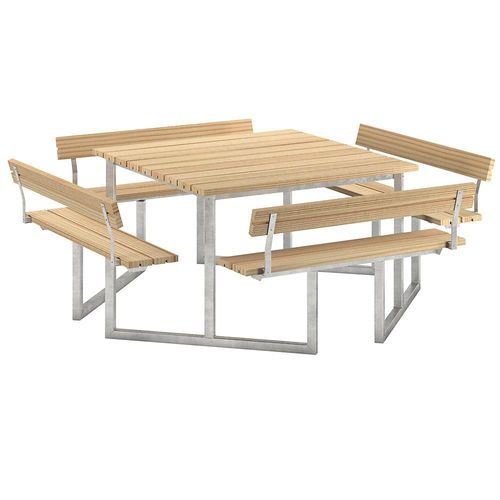 Gruppensitzbank, für 8 Personen, zertifiziertes Nadelholz, natur, mit Lehne kaiserkraft