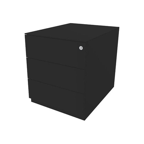 BISLEY Rollcontainer Note™, mit 3 Universalschubladen, HxBxT 502 x 420 x 565 mm, mit Griffleiste und Top, schwarz