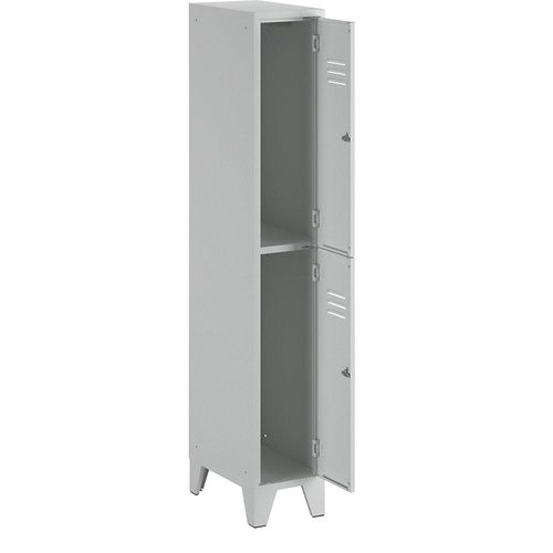 Wolf Doppelstock-Spind Berlin 2, 1 Abteil, lichtgrau, Breite 300 mm, flache Dachform Image