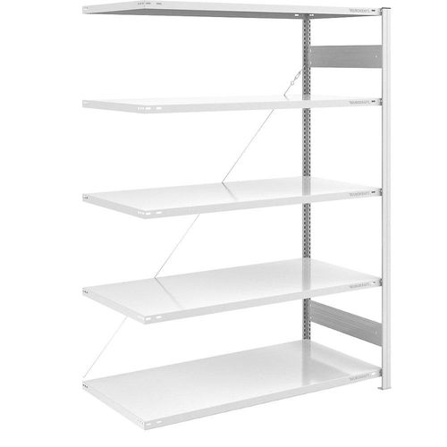 eurokraft pro Steckregal, Bauart leicht, einseitig, HxBxT 2000 x 1300 x 800 mm, grau, Anbauregal