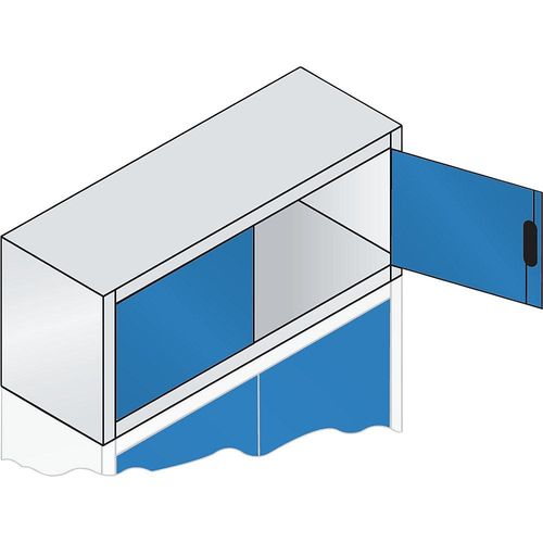 C+P ACURADO Aufsatzschrank mit Flügeltüren, HxBxT 500 x 1200 x 400 mm, lichtgrau / lichtblau Image