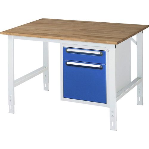 Arbeitstisch mit Schubladenschrank, Unterbau-Container mit 2 Schubladen 1 x 120, 1 x 360 mm, BxT 1250 x 1000 mm, B-Platte, Stärke 25 mm kaiserkraft Image