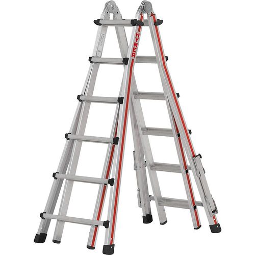 HYMER Teleskopleiter, SC 40, mit ausklappbaren Auslegern, 4 x 6 Sprossen