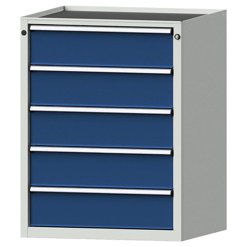 ANKE Schubladenschrank, BxT 760 x 675 mm, Schubladentraglast 100 kg, 5 Schubladen, Höhe 980 mm, Front enzianblau