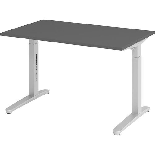 eurokraft pro ANNY - Schreibtisch mit C-Fußgestell, höhenverstellbar 650 - 850 mm, Breite 1200 mm, graphit / alusilber Image