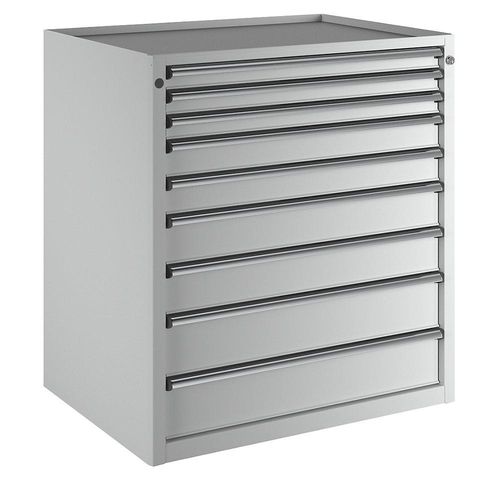 ANKE Schubladenschrank, BxT 910 x 675 mm, Schubladentraglast 100 kg, 9 Schubladen, Höhe 980 mm, Front lichtgrau